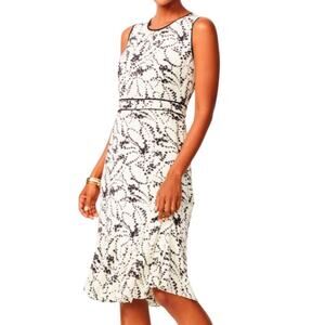 Talbots Floral Rosebuds Flounce Hem Dress Size 14 Feminine Fairy Brunch Party